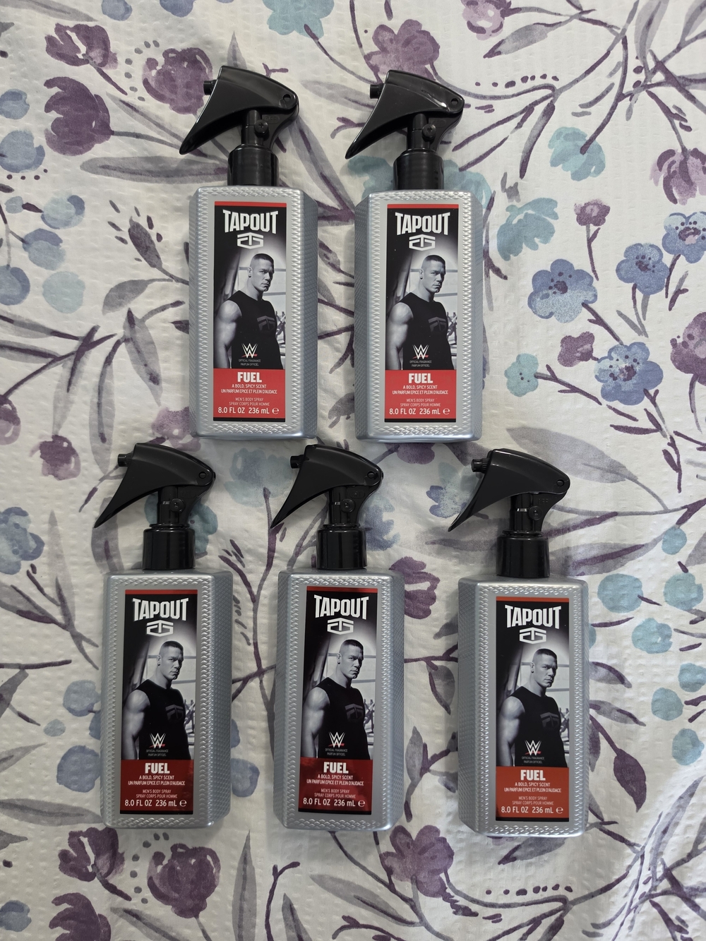 Tapout WWE John Cena Men's Body Spray Mist Victory 5 Bottles 8 oz FUEL Lot New